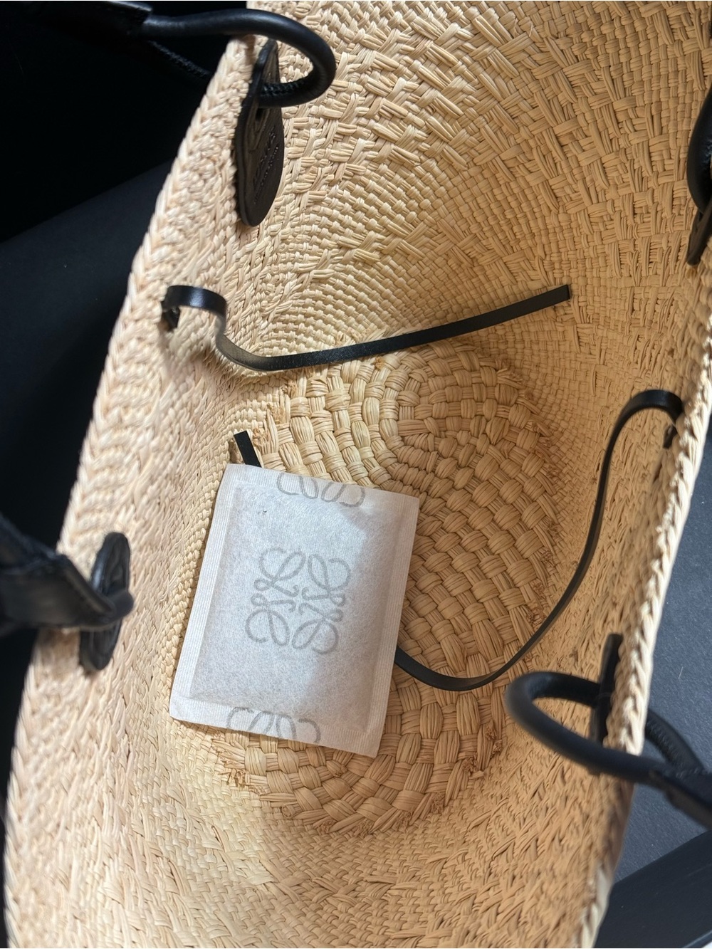 Loewe Natural Straw Tote with Black Anagram Emblem - Picture 4 of 6